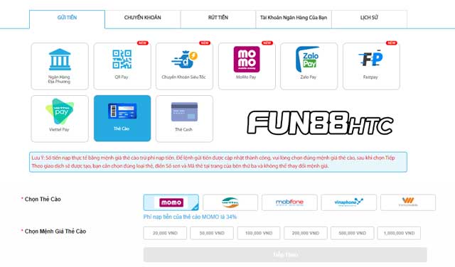 Cách nạp tiền vào Fun88 qua thẻ cào nhanh gọn trong vài phút!