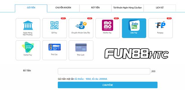 Hướng dẫn nạp tiền Fun88 dễ dàng qua ví điện tử!
